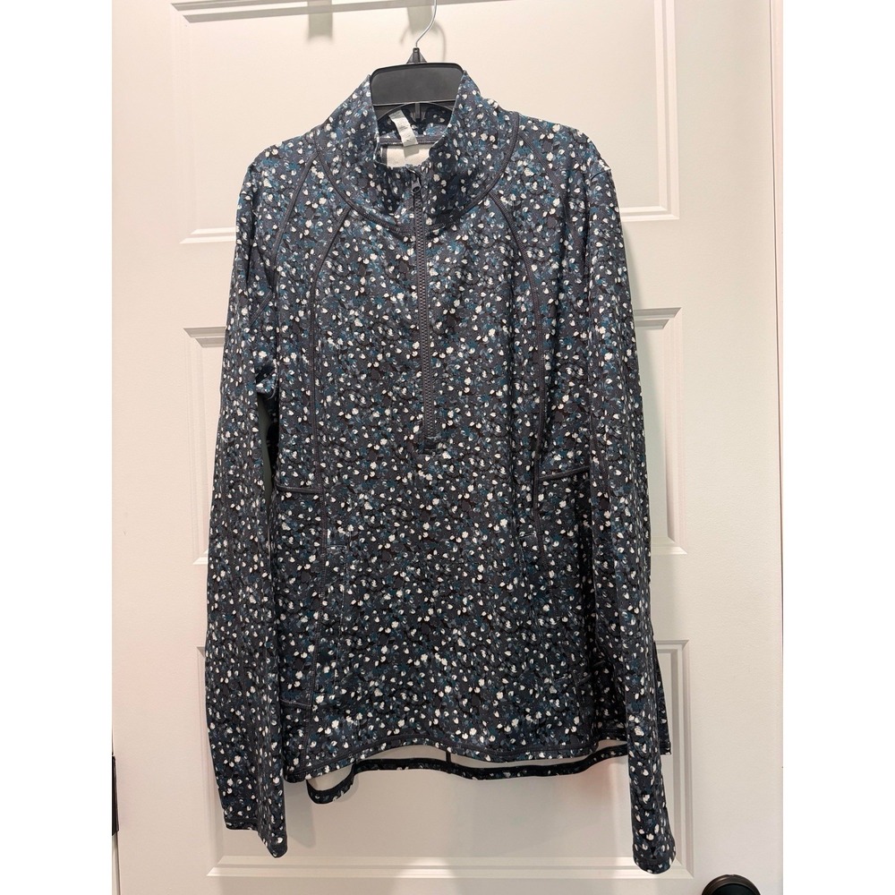 Kinesis XL Floral Quarter Zip Pullover Women Athletic Top Moisture Wicking Teal